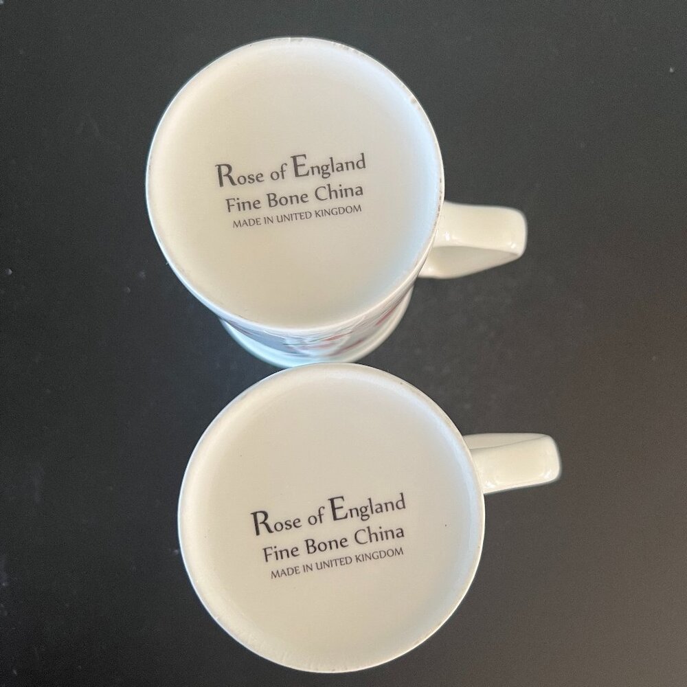 Set of 2 ROSE of ENGLAND Fine Bone China Floral Cups Mugs ~ United Kingdom UK - Picture 12 of 15